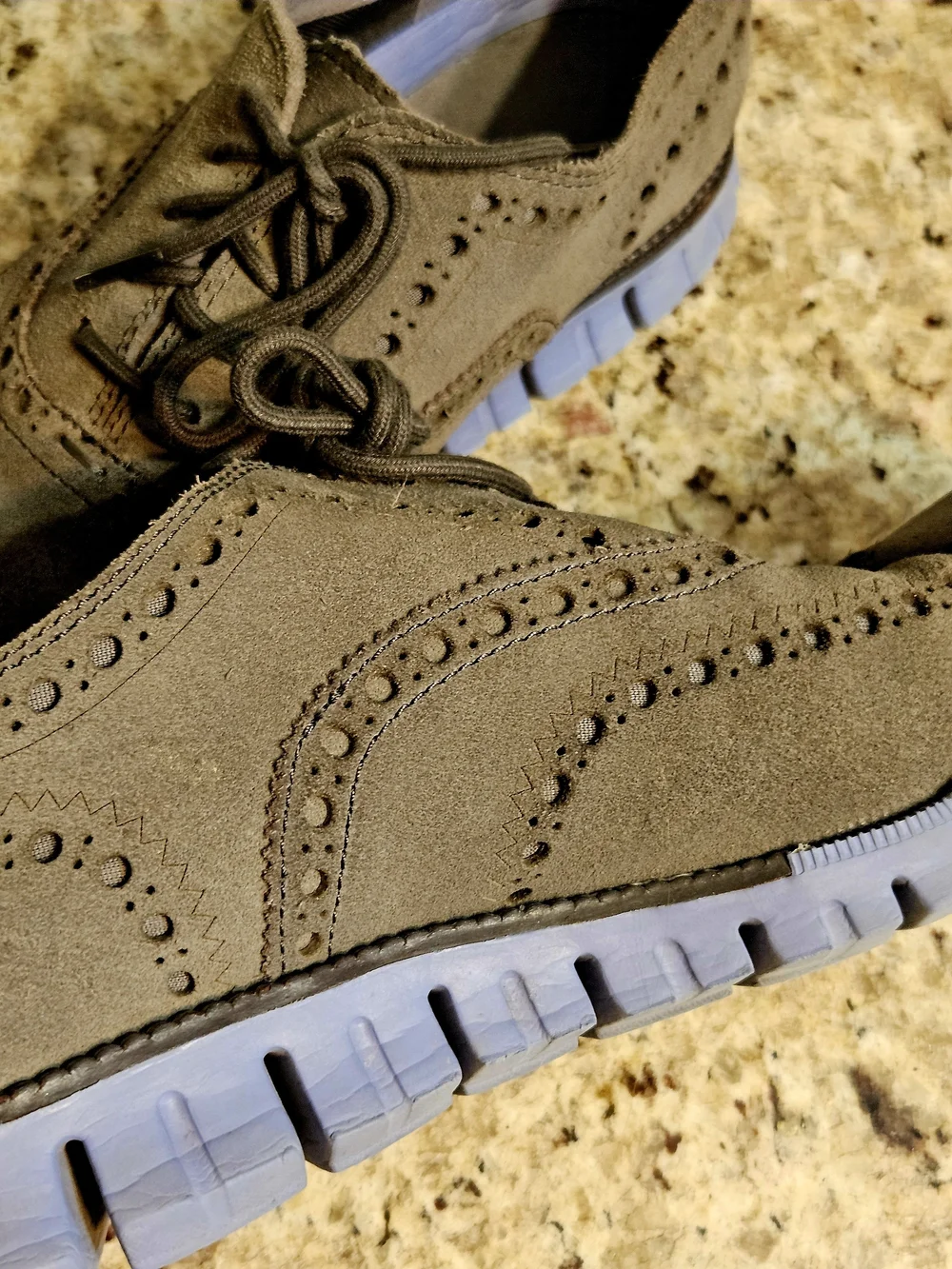 Cole Haan Hybrid Sneaker Men's Suede Wingtip Oxford Shoes - ZEROGRAND Gray 9.5